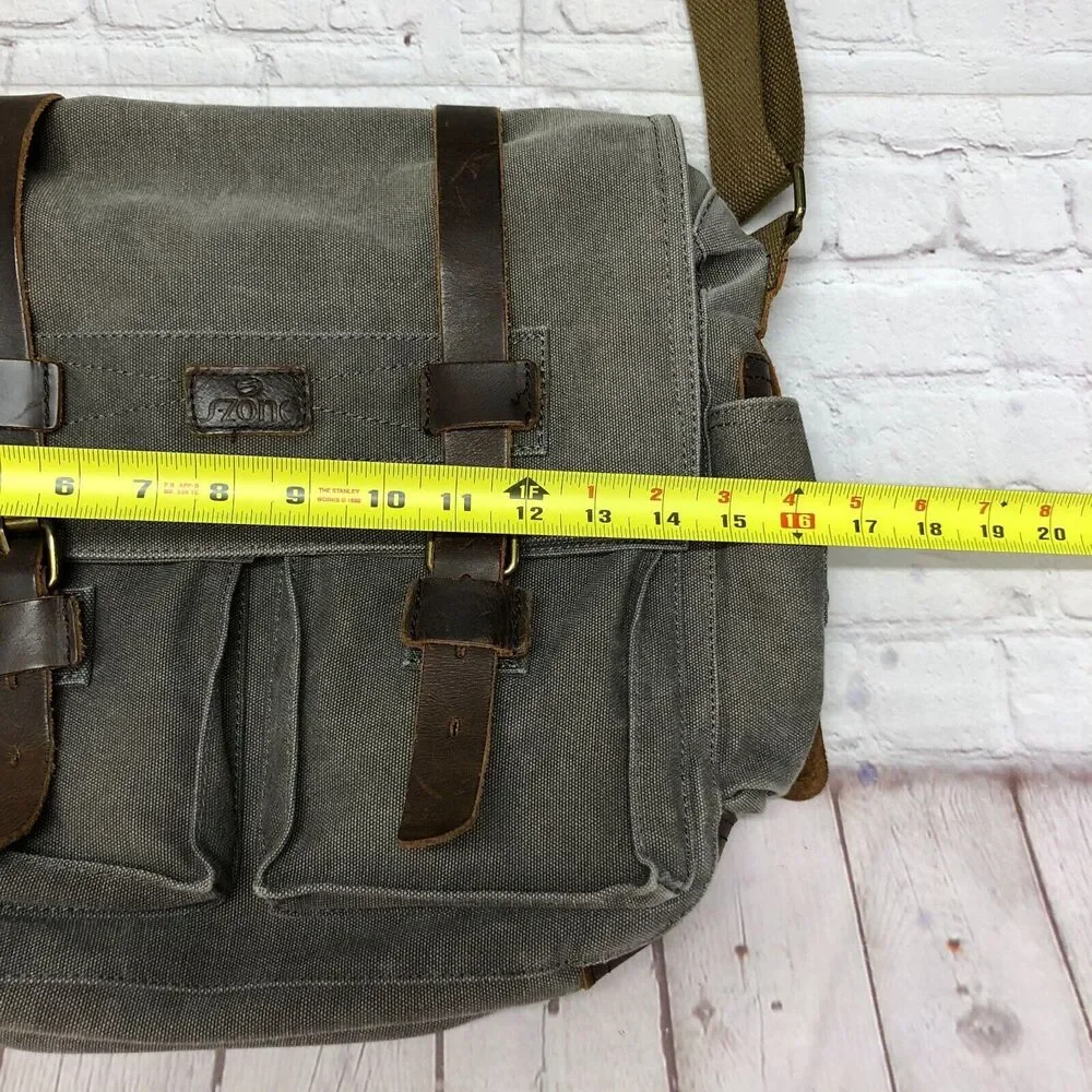 S-ZONE Camera Messenger Bag Leather Canvas DSLR Shoulder Crossbody Bag B294 -26